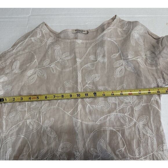 Valentina Naldi Beige Blouse Made Italy Ruffle Sleeve Floral Embroidered Small - Picture 13 of 16